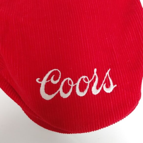 VINTAGE COORS Beer Poorboy Hat Cap Corduroy Hat RED Embroidered - Picture 3 of 8